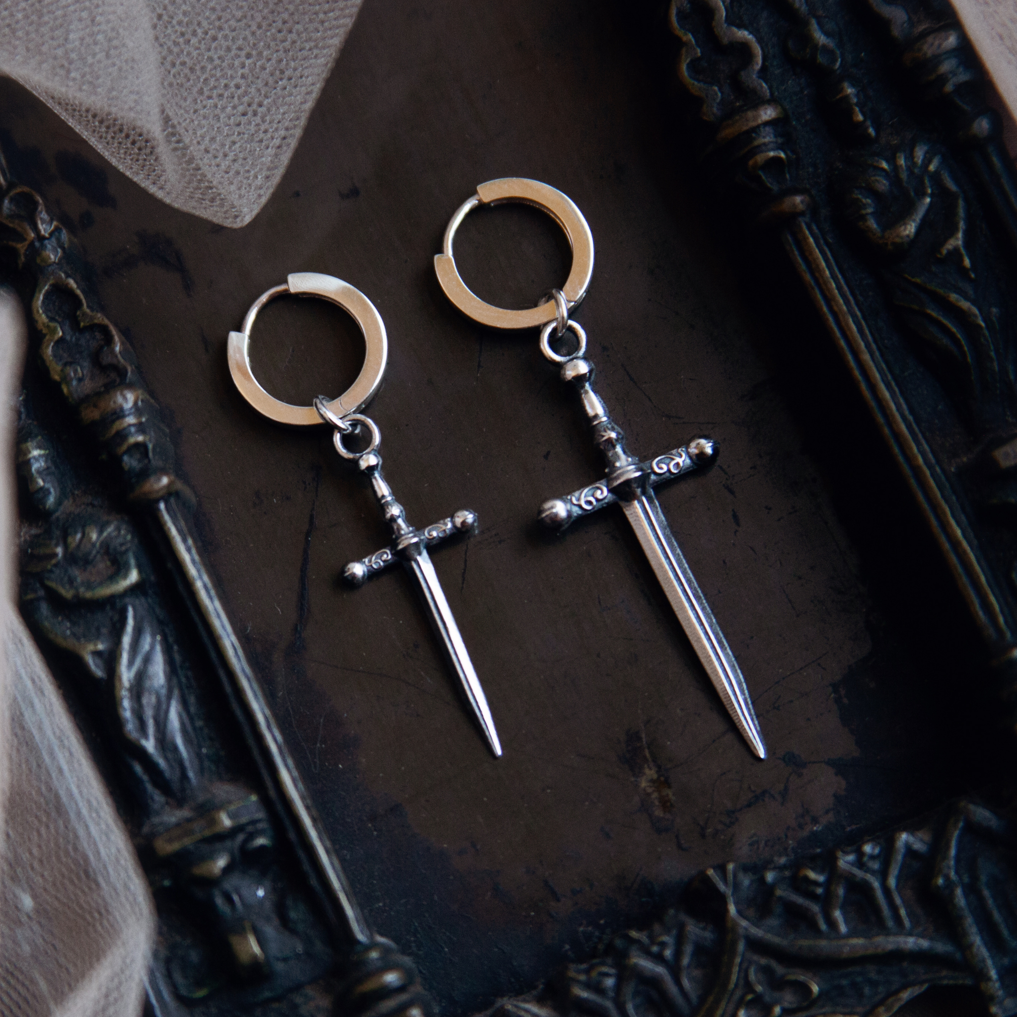 Ritual Dagger Huggie Earrings