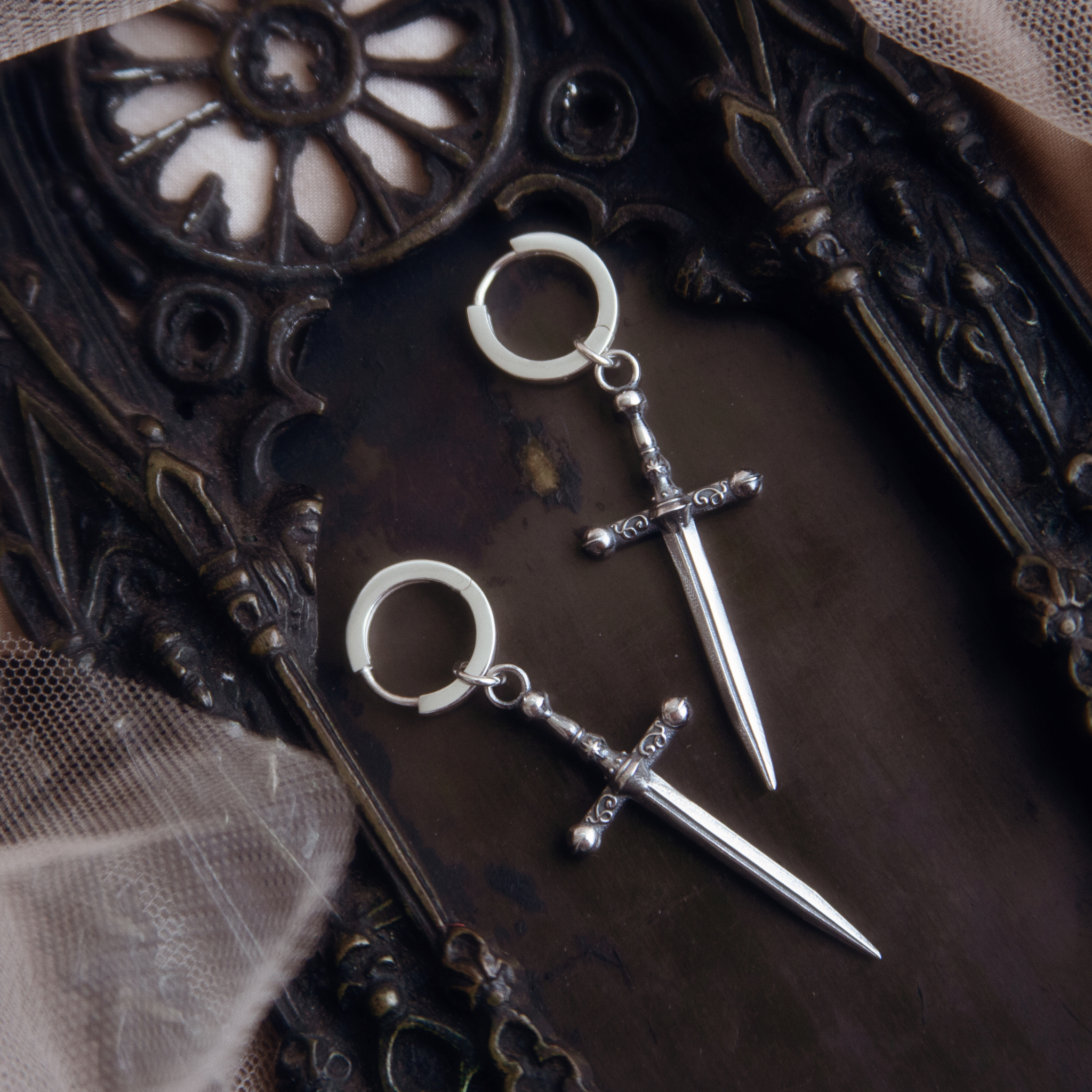 Ritual Dagger Huggie Earrings