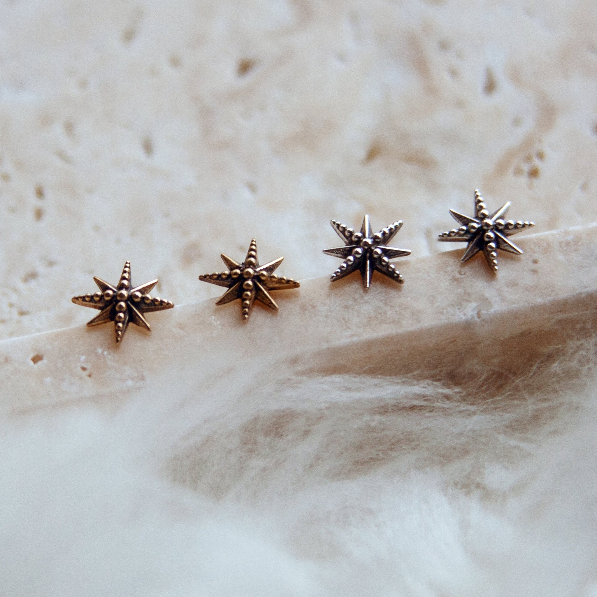 Astraea Earrings in sterling silver and brass