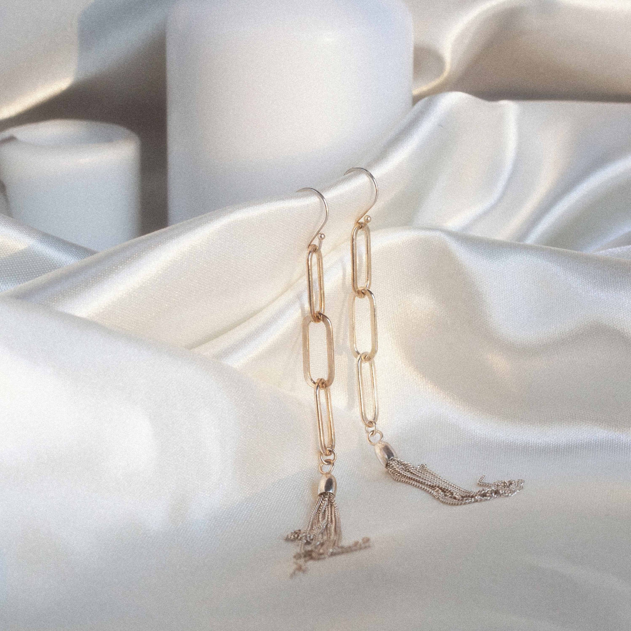 sterling silver chain earrings with tassel 